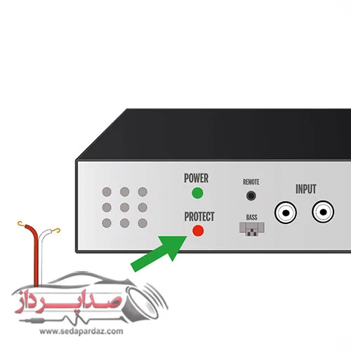 The red light of the amplifier lights up