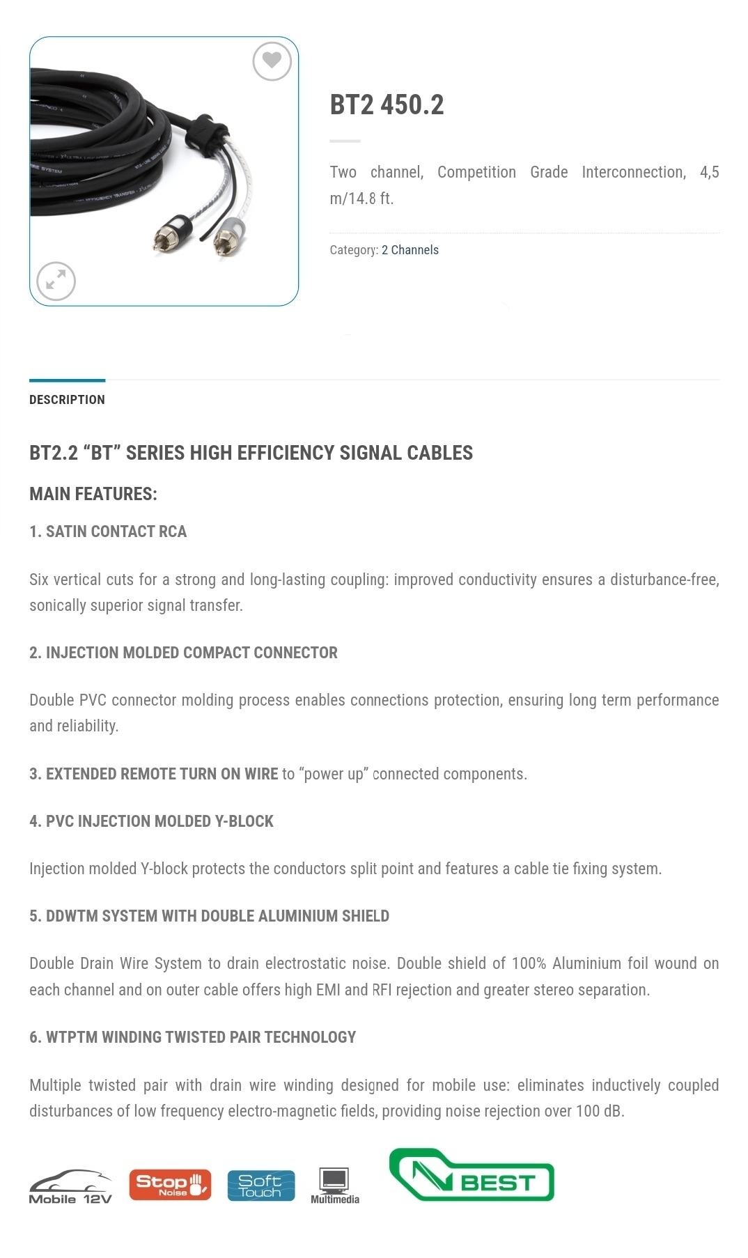 کابل RCA با ریموت کانکشن Connection BT2 450.2 1 BT2 450.2