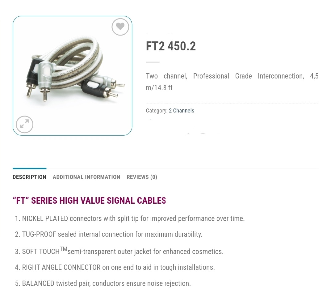 کابل RCA با ریموت کانکشن Connection FT2 450.2 1 FT2 450.2