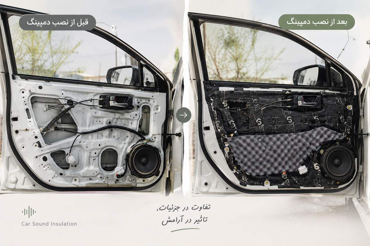 قبل و بعد نصب درب دمپینگ خودرو