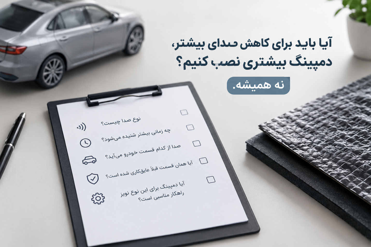 چرا بعد از دمپینگ هنوز صدا زیاد است؟ علت های باقی ماندن نویز 4 آیا برای کاهش صدای خودرو دمپینگ بیشتری نصب کنیم؟