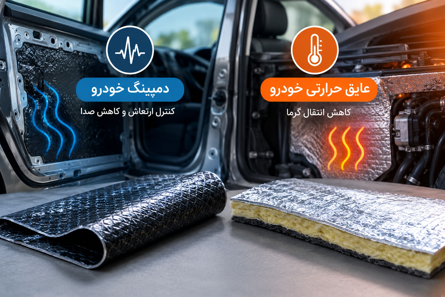 صداپرداز | متخصص فروش و نصب سیستم صوتی 71 فرق عایق حرارتی و دمپینگ خودرو